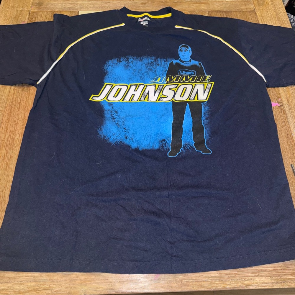 Chase Authentics Jimmie Johnson T-Shirt Mens 2XL Navy Blue Excellent NASCAR Tee
